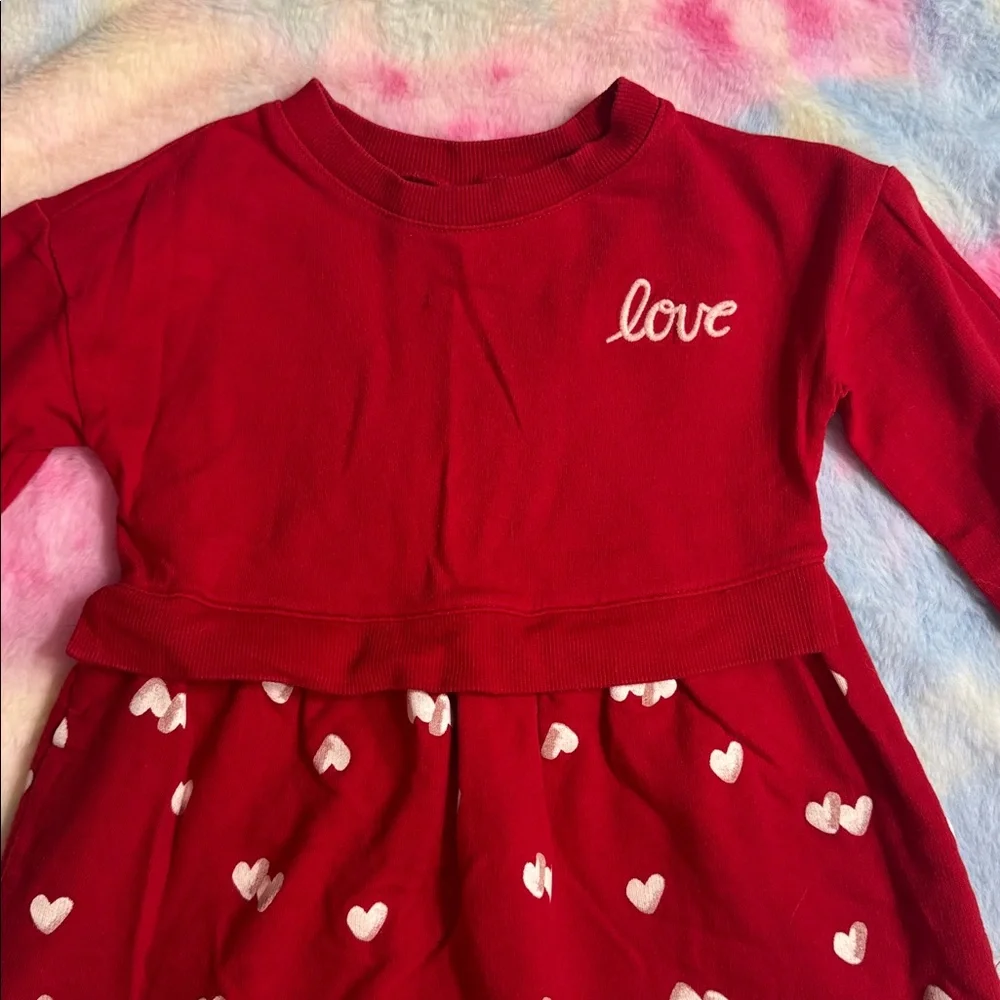 2/$10 Girls 4T Red Heart Print Kids Dress